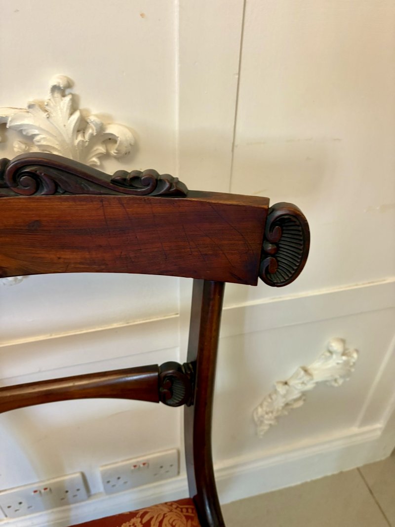 Antique Set of Six Quality Regency Carved Rosewood Dining Chairs